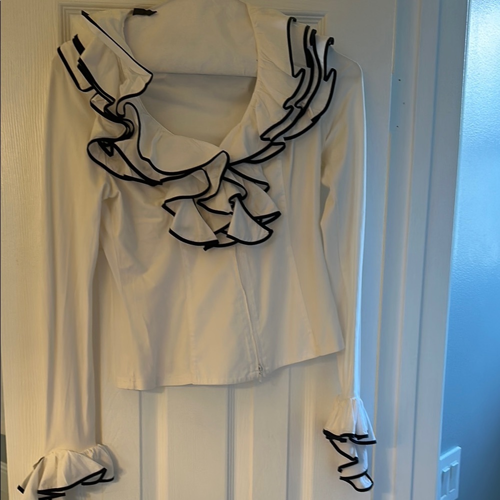 Anne Fontaine White Blouse with Black Trim